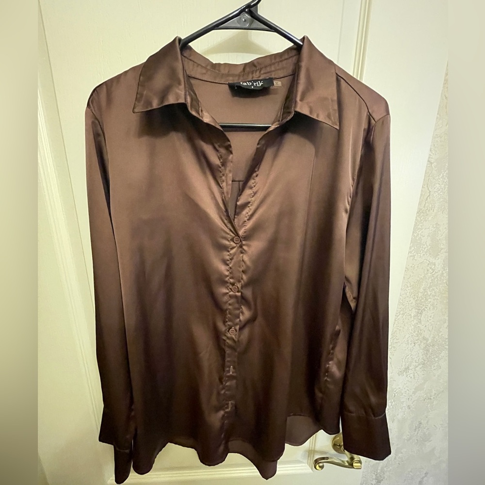 fab'rik Chocolate Satin Blouse